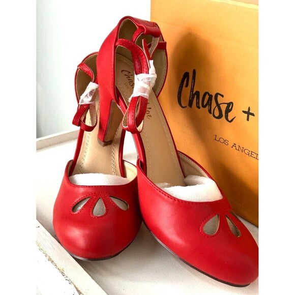 Chase + Chloe Kimmy 75 Women Size 10 Red Heel Round Toe Mary Jane Dress Pumps - Picture 2 of 10